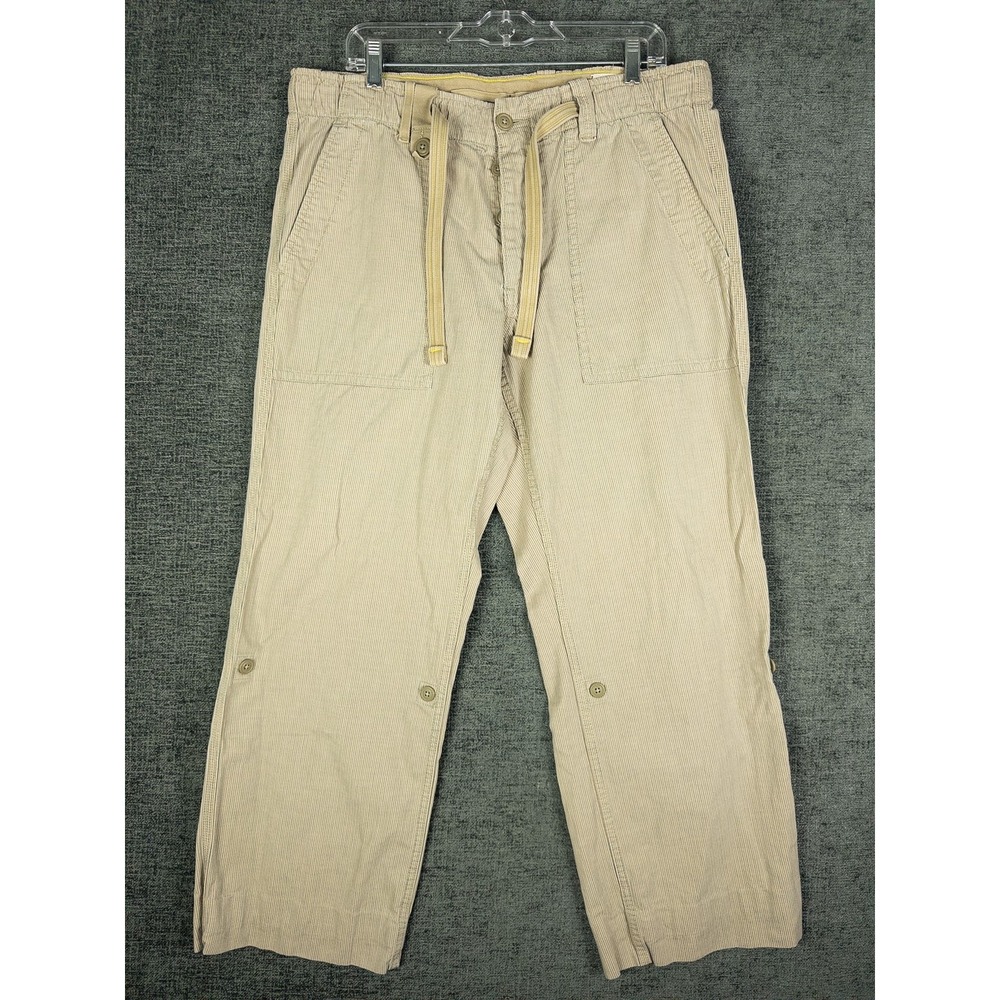 Gap Detailed Function Durability Y2K Cargo Pants Mens L Khaki Tan Striped Workwe